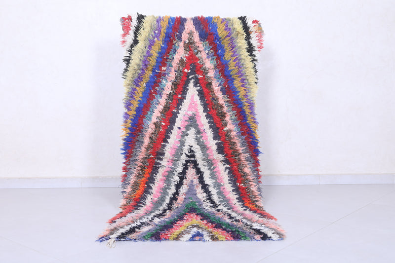 Moroccan Berber Rug - 2.5 X 5.7 ft Vibrant Handmade Carpet - Boucherouite Rugs