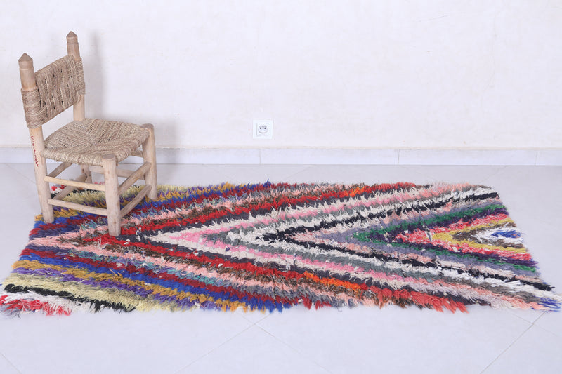 Moroccan Berber Rug - 2.5 X 5.7 ft Vibrant Handmade Carpet - Boucherouite Rugs