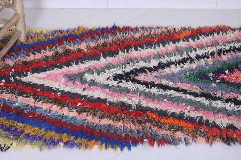 Moroccan Berber Rug - 2.5 X 5.7 ft Vibrant Handmade Carpet - Boucherouite Rugs