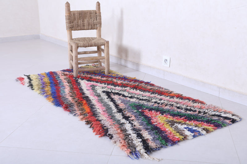 Moroccan Berber Rug - 2.5 X 5.7 ft Vibrant Handmade Carpet - Boucherouite Rugs