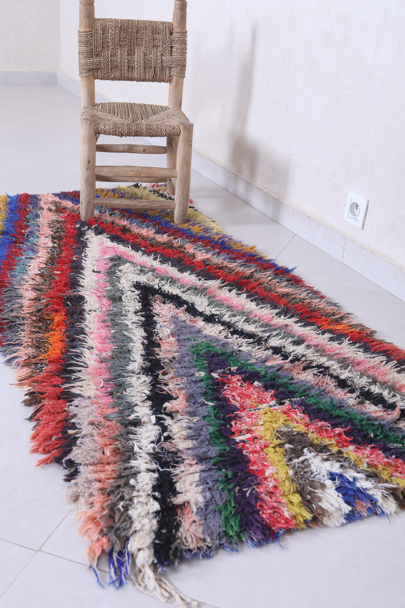 Moroccan Berber Rug - 2.5 X 5.7 ft Vibrant Handmade Carpet - Boucherouite Rugs