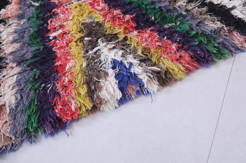 Moroccan Berber Rug - 2.5 X 5.7 ft Vibrant Handmade Carpet - Boucherouite Rugs