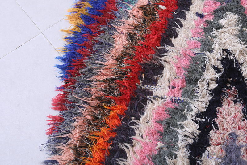 Moroccan Berber Rug - 2.5 X 5.7 ft Vibrant Handmade Carpet - Boucherouite Rugs