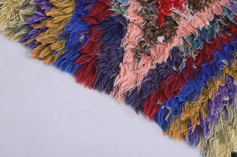 Moroccan Berber Rug - 2.5 X 5.7 ft Vibrant Handmade Carpet - Boucherouite Rugs
