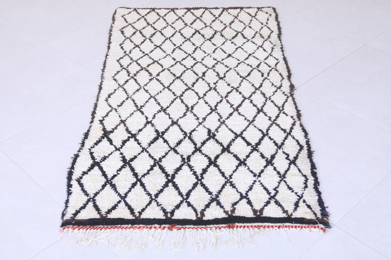 Moroccan Berber Rug - 2.9 x 5.5 ft Handwoven Diamond Pattern - Boucherouite Rugs