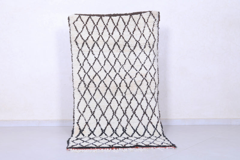 Moroccan Berber Rug - 2.9 x 5.5 ft Handwoven Diamond Pattern - Boucherouite Rugs
