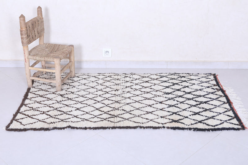 Moroccan Berber Rug - 2.9 x 5.5 ft Handwoven Diamond Pattern - Boucherouite Rugs