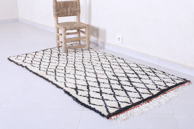 Moroccan Berber Rug - 2.9 x 5.5 ft Handwoven Diamond Pattern - Boucherouite Rugs