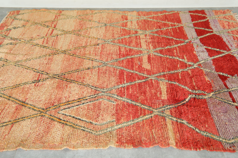 Orange & Red Moroccan carpet - 5.9 ft x 8.4 ft - Wool geometric rug - Moroccan Rug