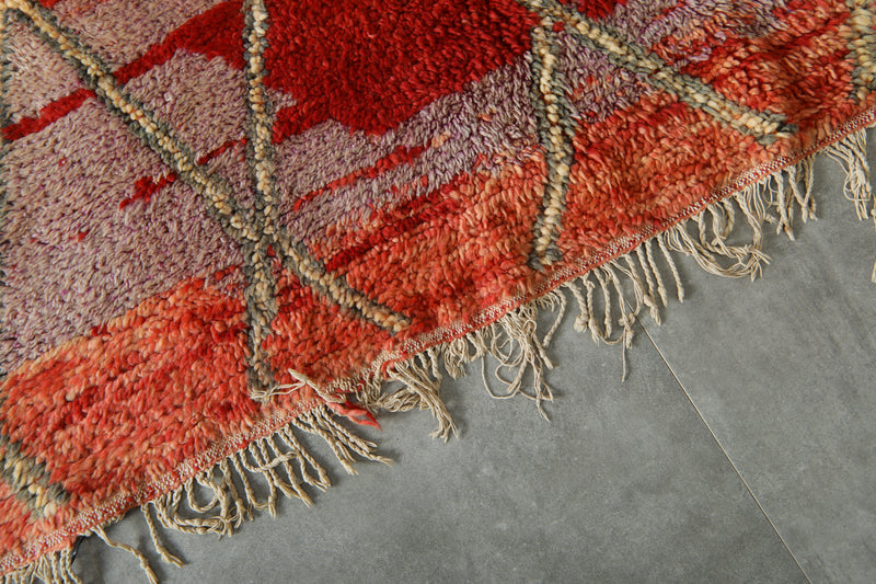 Orange & Red Moroccan carpet - 5.9 ft x 8.4 ft - Wool geometric rug - Moroccan Rug
