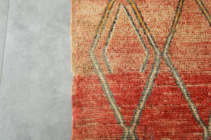 Orange & Red Moroccan carpet - 5.9 ft x 8.4 ft - Wool geometric rug - Moroccan Rug