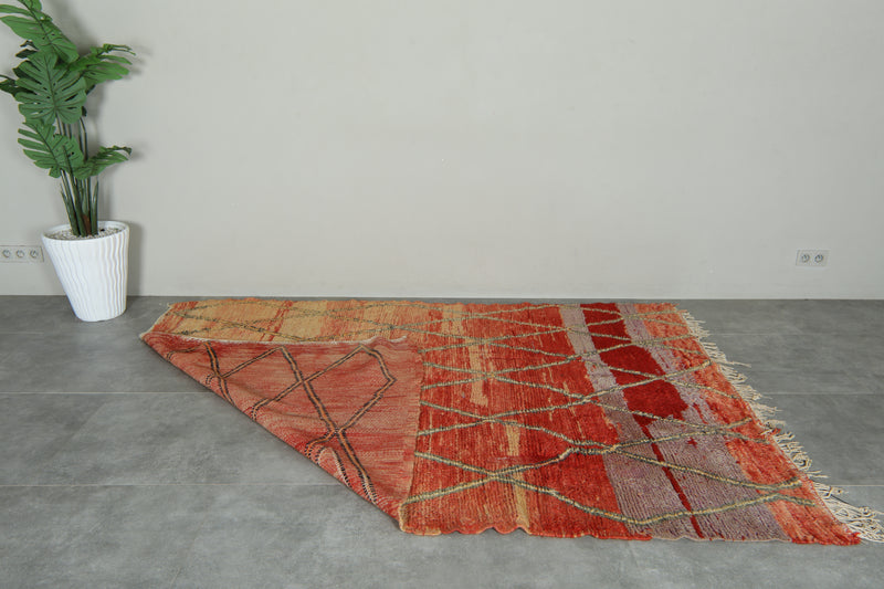 Orange & Red Moroccan carpet - 5.9 ft x 8.4 ft - Wool geometric rug - Moroccan Rug