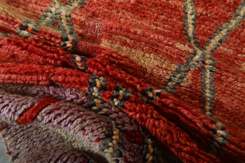 Orange & Red Moroccan carpet - 5.9 ft x 8.4 ft - Wool geometric rug - Moroccan Rug