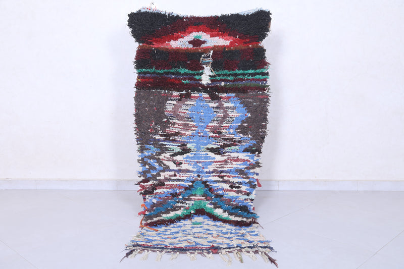 Moroccan Berber Rug - 2.6 X 5.5 ft Unique Artistic Design - Boucherouite Rugs