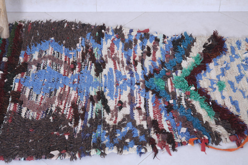 Moroccan Berber Rug - 2.6 X 5.5 ft Unique Artistic Design - Boucherouite Rugs