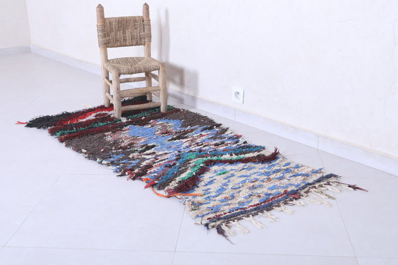 Moroccan Berber Rug - 2.6 X 5.5 ft Unique Artistic Design - Boucherouite Rugs
