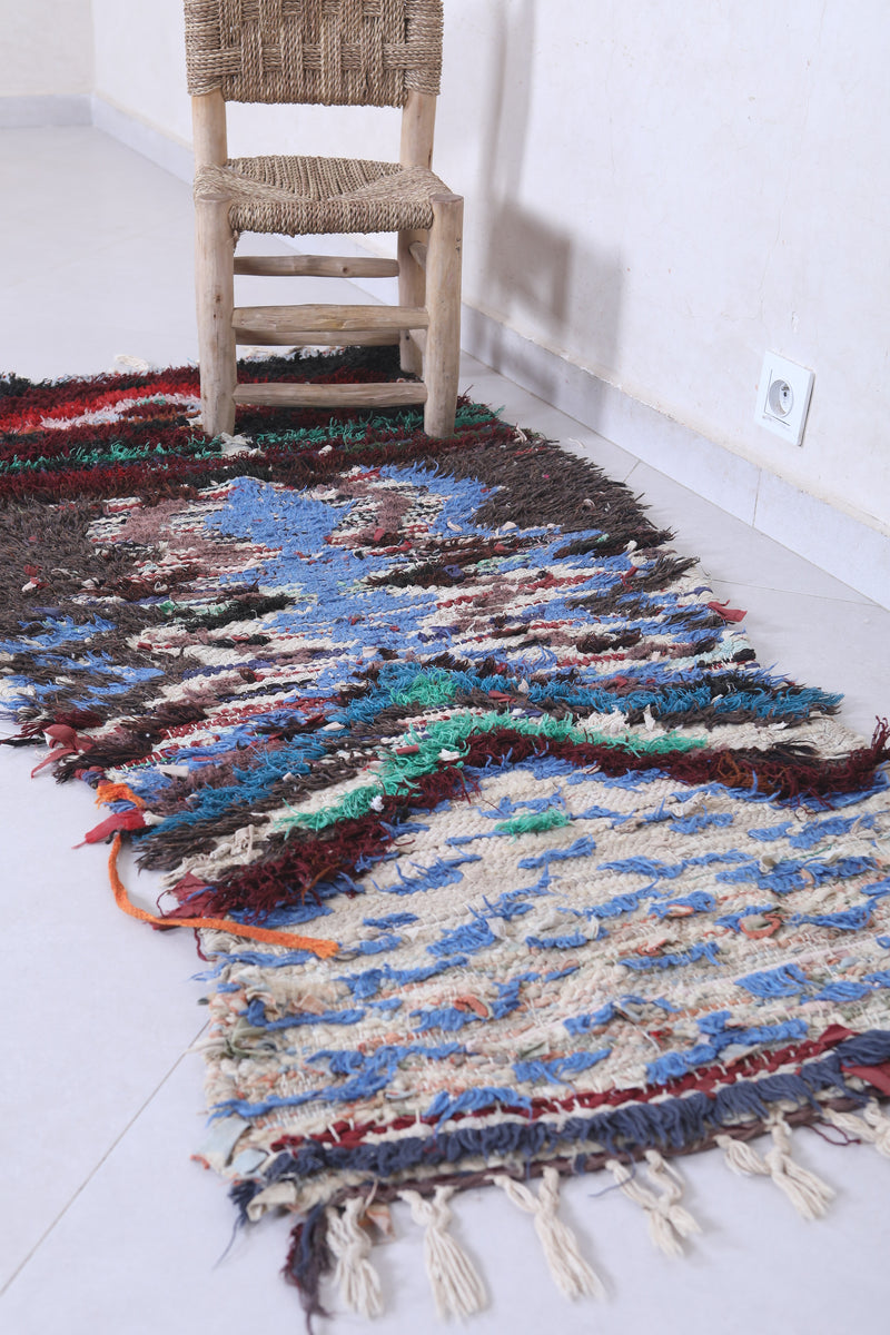 Moroccan Berber Rug - 2.6 X 5.5 ft Unique Artistic Design - Boucherouite Rugs
