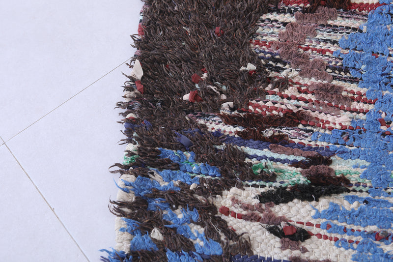 Moroccan Berber Rug - 2.6 X 5.5 ft Unique Artistic Design - Boucherouite Rugs