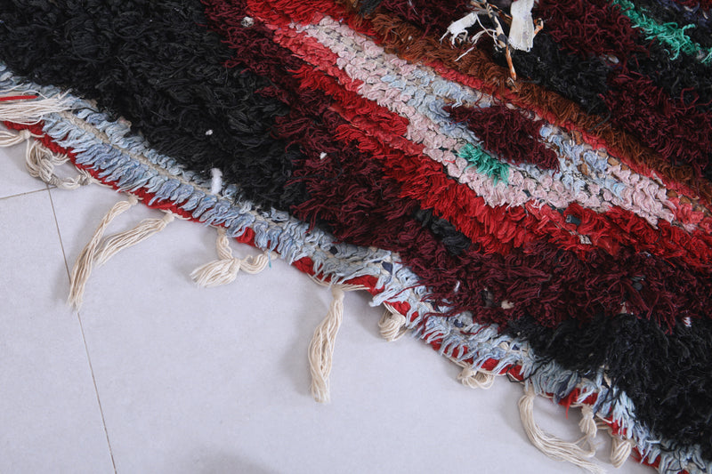 Moroccan Berber Rug - 2.6 X 5.5 ft Unique Artistic Design - Boucherouite Rugs