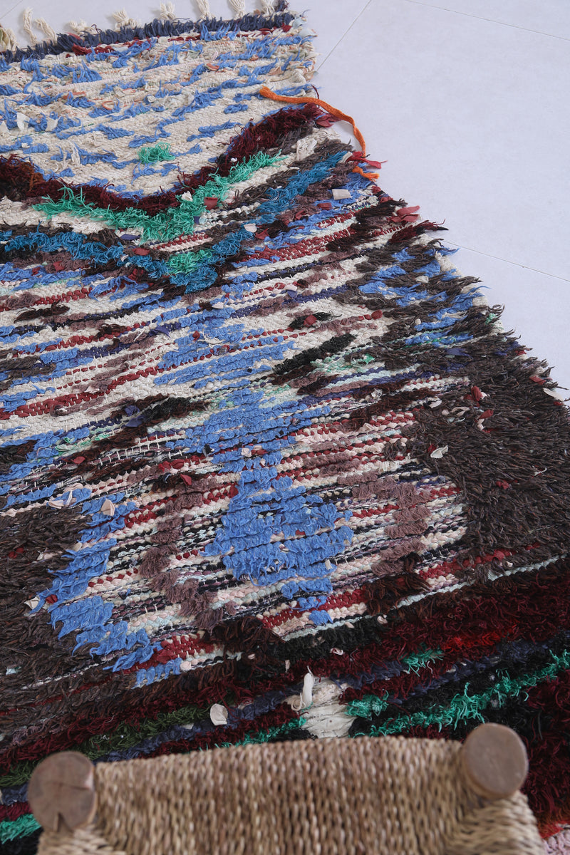 Moroccan Berber Rug - 2.6 X 5.5 ft Unique Artistic Design - Boucherouite Rugs