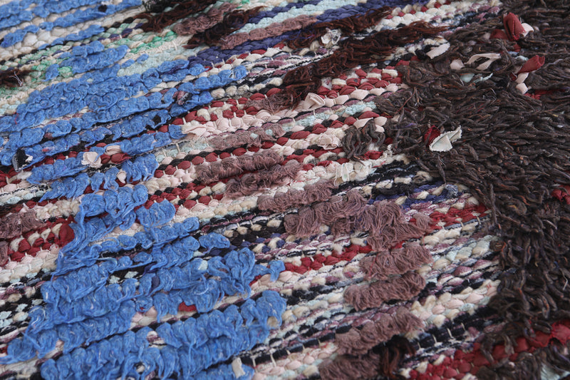 Moroccan Berber Rug - 2.6 X 5.5 ft Unique Artistic Design - Boucherouite Rugs