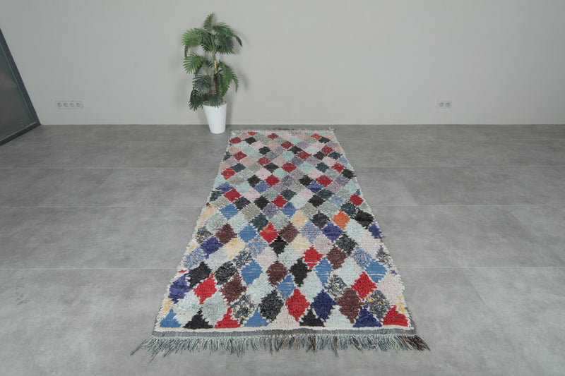 Pastel Diamond Moroccan Boucherouite Rug – 3.7 ft x 8.2 ft - Boucherouite Rugs