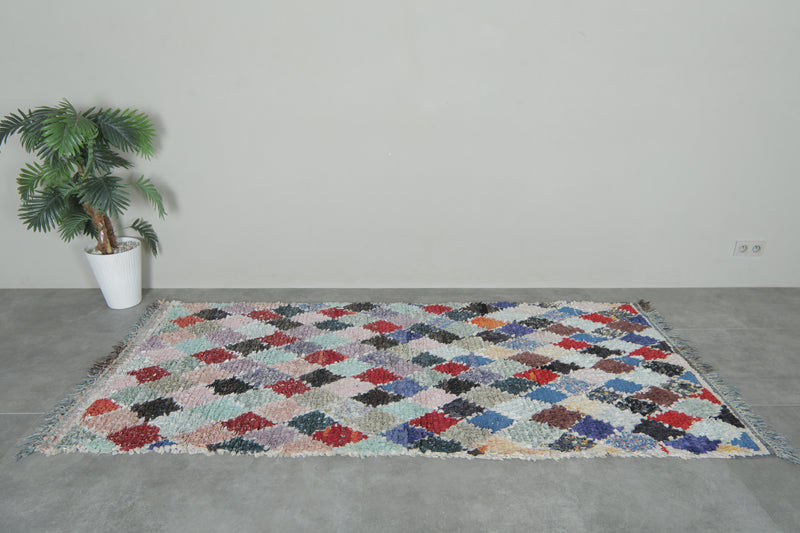 Pastel Diamond Moroccan Boucherouite Rug – 3.7 ft x 8.2 ft - Boucherouite Rugs