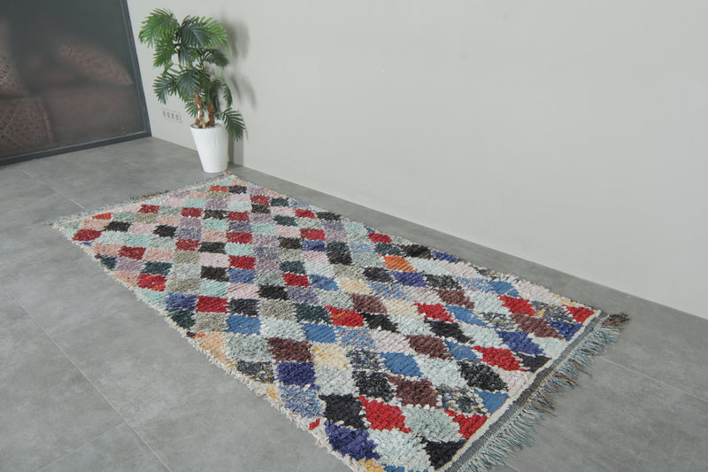 Pastel Diamond Moroccan Boucherouite Rug – 3.7 ft x 8.2 ft - Boucherouite Rugs