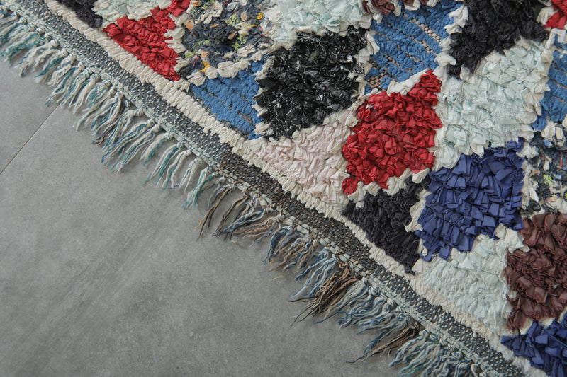 Pastel Diamond Moroccan Boucherouite Rug – 3.7 ft x 8.2 ft - Boucherouite Rugs