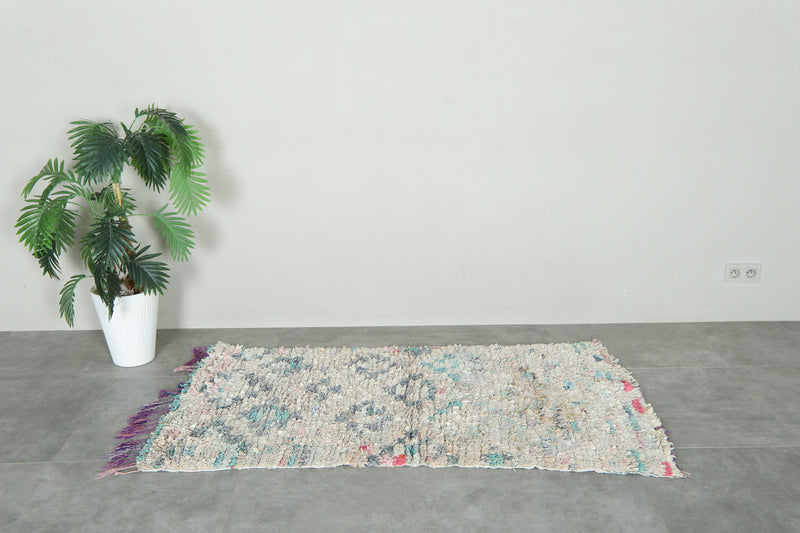 White Moroccan rug - 2.9 ft x 5.5 ft - Handwoven wool rug