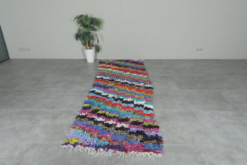 Diagonal Stripe Vintage Boucherouite Rug – 3 ft x 9.6 ft