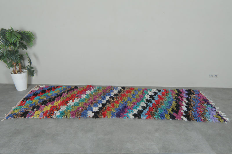 Diagonal Stripe Vintage Boucherouite Rug – 3 ft x 9.6 ft