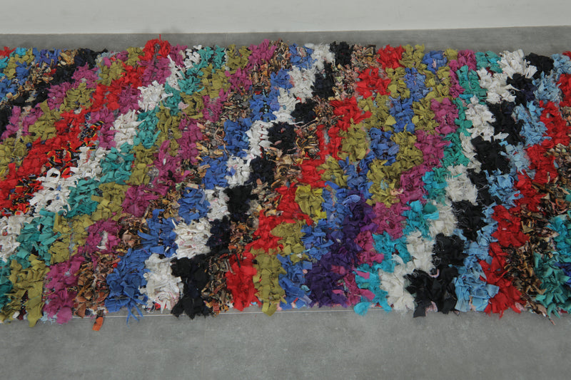 Diagonal Stripe Vintage Boucherouite Rug – 3 ft x 9.6 ft