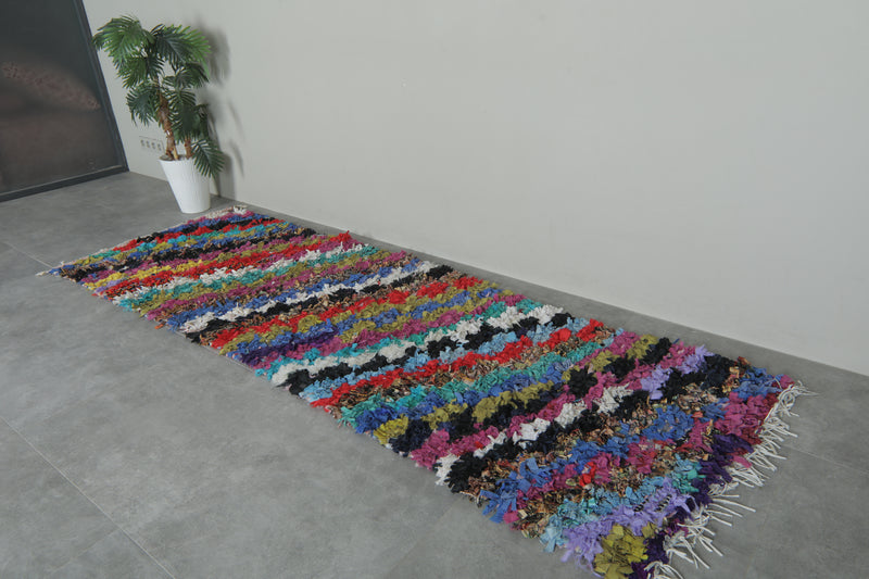 Diagonal Stripe Vintage Boucherouite Rug – 3 ft x 9.6 ft