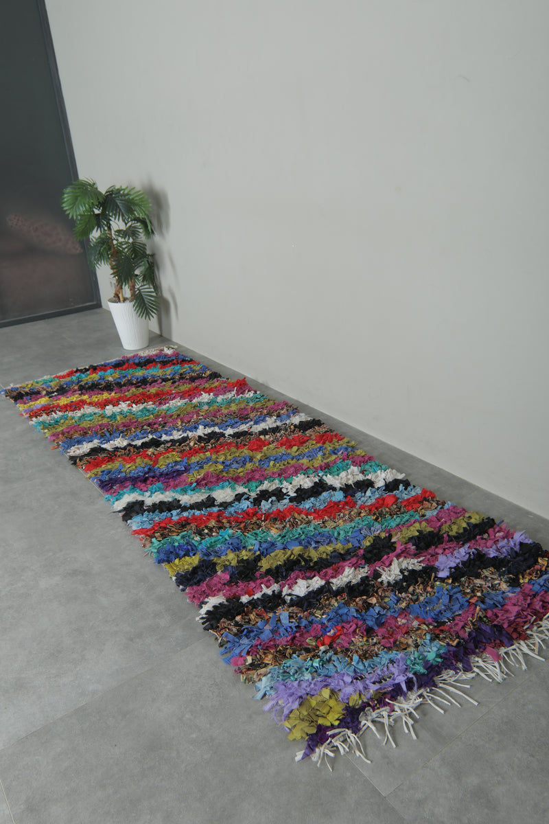 Diagonal Stripe Vintage Boucherouite Rug – 3 ft x 9.6 ft