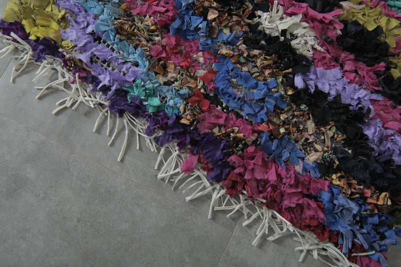 Diagonal Stripe Vintage Boucherouite Rug – 3 ft x 9.6 ft