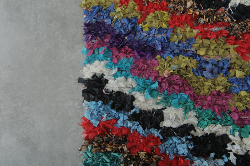 Diagonal Stripe Vintage Boucherouite Rug – 3 ft x 9.6 ft