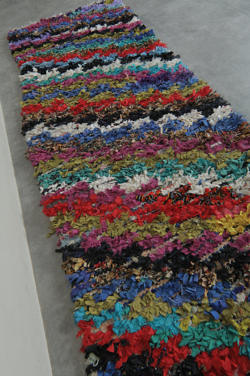 Diagonal Stripe Vintage Boucherouite Rug – 3 ft x 9.6 ft