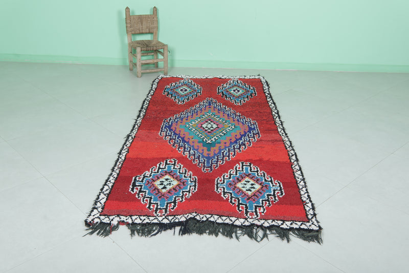 Bold Moroccan Rug 3.6 x 7.8 FT - Geometric Diamond Design - moroccan rug