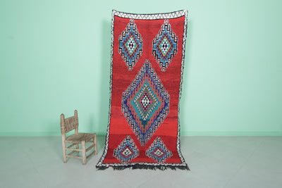 Bold Moroccan Rug 3.6 x 7.8 FT - Geometric Diamond Design - moroccan rug