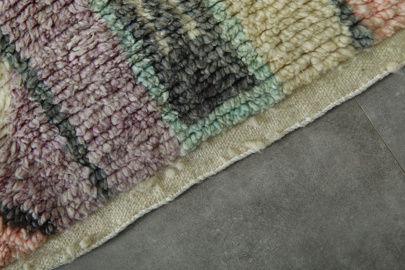Moroccan runner rug - Pastel geometric beni ourain style - 2.8 ft x 10.9 ft
