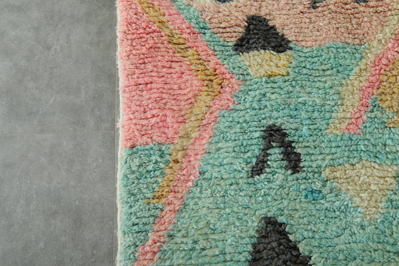 Moroccan runner rug - Pastel geometric beni ourain style - 2.8 ft x 10.9 ft