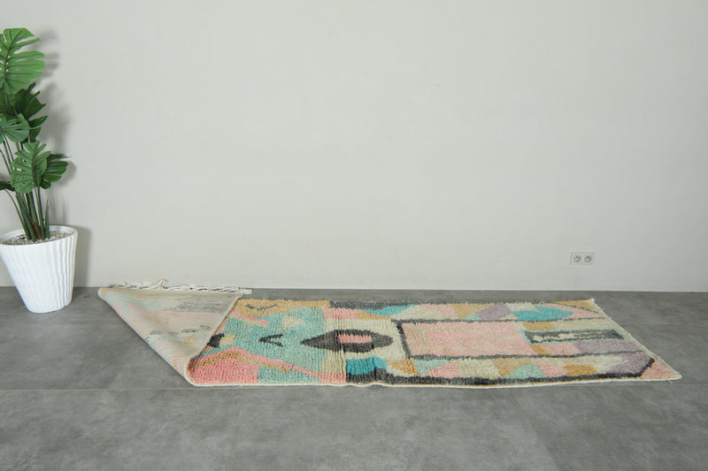 Moroccan runner rug - Pastel geometric beni ourain style - 2.8 ft x 10.9 ft