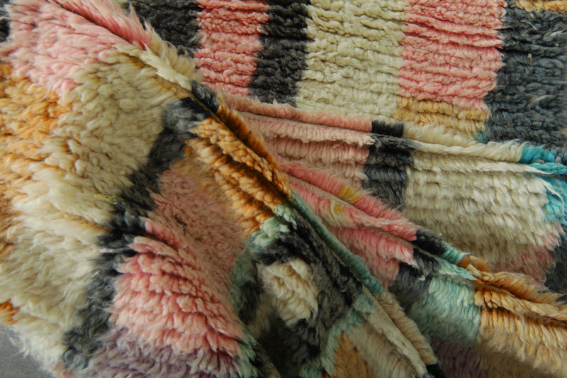 Moroccan runner rug - Pastel geometric beni ourain style - 2.8 ft x 10.9 ft