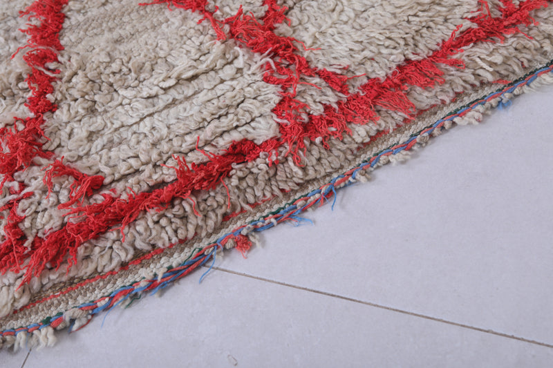 Moroccan Berber Rug with Red Diamond Pattern - 2.3 x 5 Feet - Boucherouite Rugs