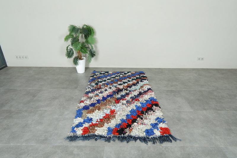 Authentic Moroccan boucherouite rug - Handcrafted shaggy textile - 3.7 ft x 6.2 ft