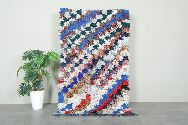 Authentic Moroccan boucherouite rug - Handcrafted shaggy textile - 3.7 ft x 6.2 ft