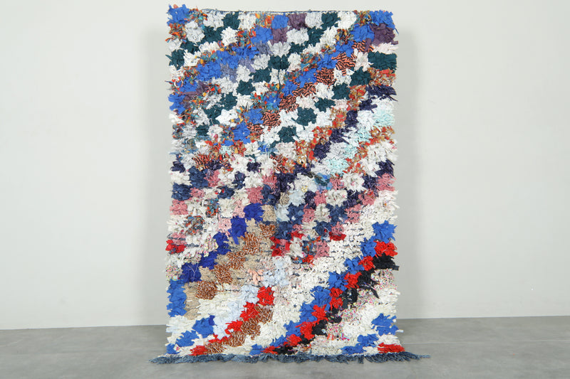 Authentic Moroccan boucherouite rug - Handcrafted shaggy textile - 3.7 ft x 6.2 ft