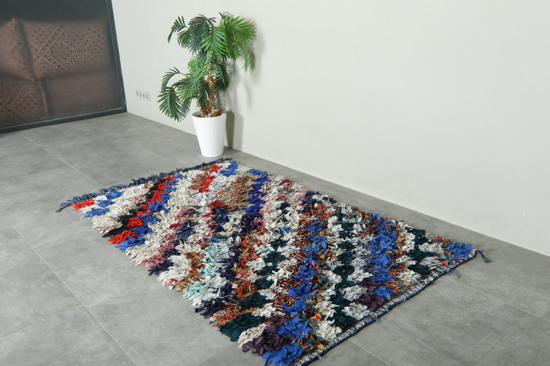 Authentic Moroccan boucherouite rug - Handcrafted shaggy textile - 3.7 ft x 6.2 ft