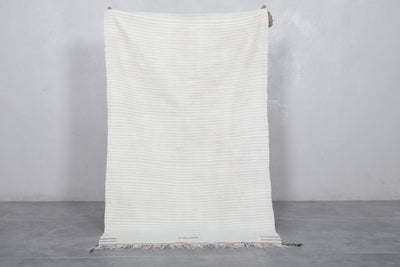 Moroccan Rug in Subtle Stripes - 2.8 x 4.4 ft | Handwoven Wool - Handwoven Kilim